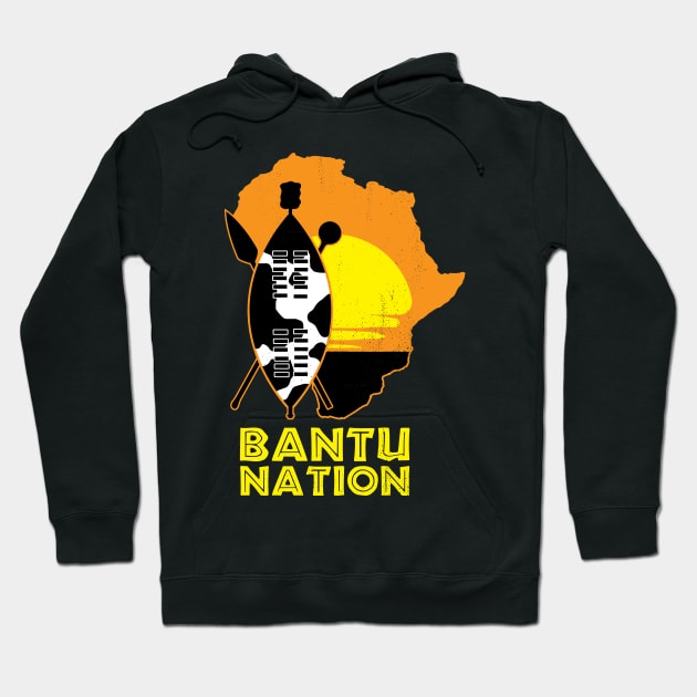 Bantu Nation Africa Zulu Shield Safari African Sunset Hoodie by BraaiNinja